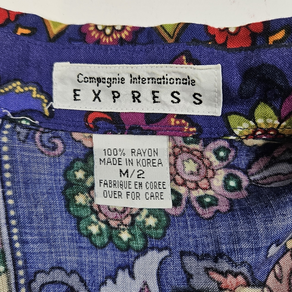 Vintage Express Compagnie Internationale Floral Print Button Up Shirt Sz Medium - Picture 14 of 16